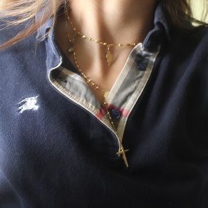 AUTHENTIC navy blue plaid Burberry polo